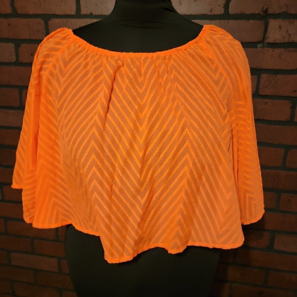 Gianni Bini Orange sheer crop top size med.